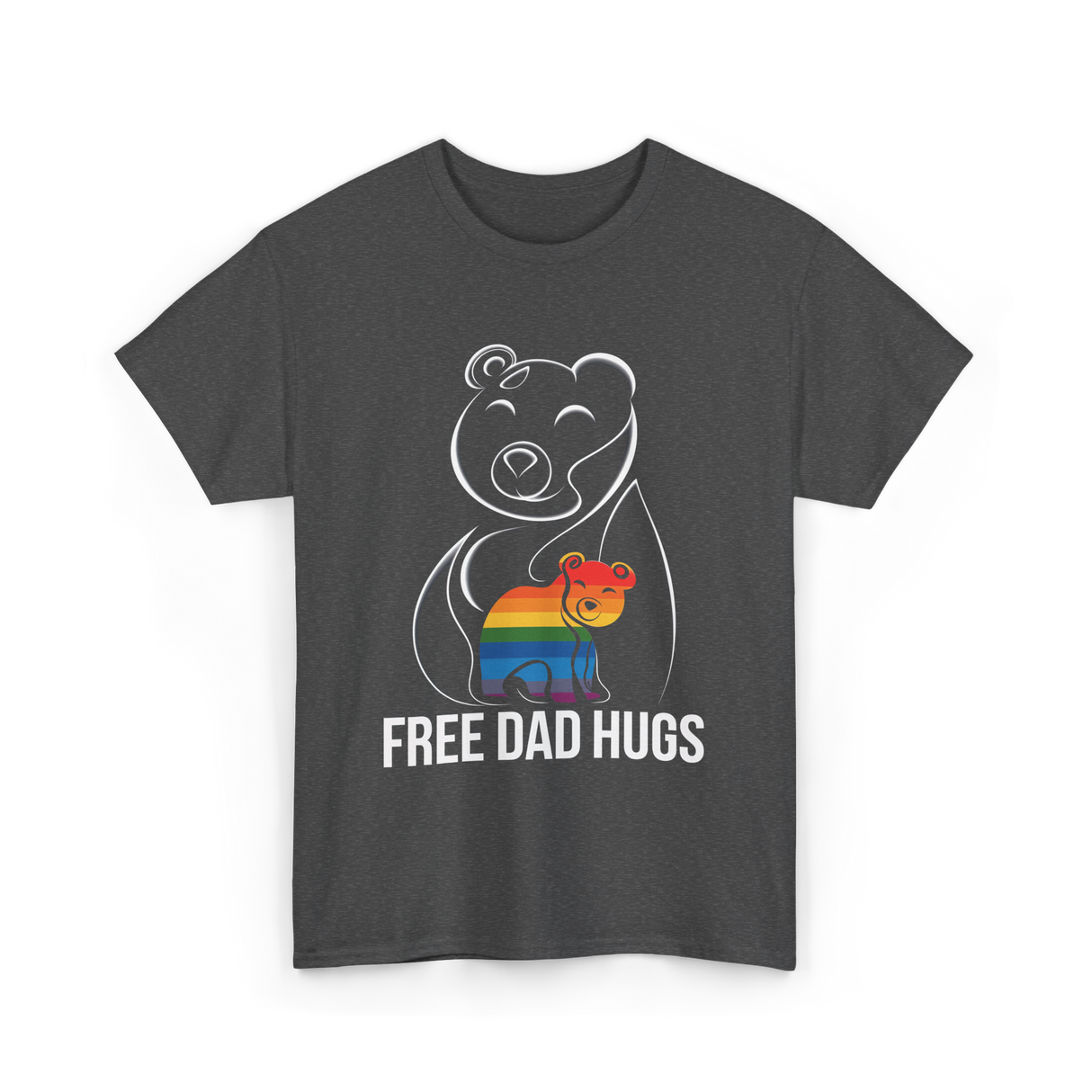 Free Dad Hugs Bear LGBT T-Shirt - Dark Heather