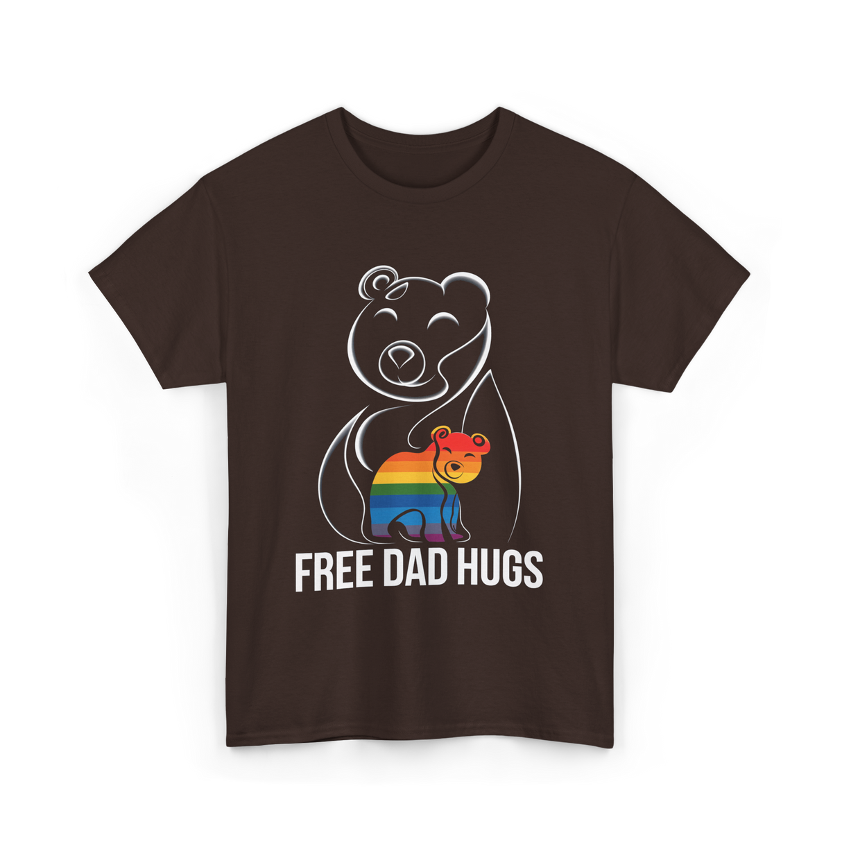 Free Dad Hugs Bear LGBT T-Shirt - Dark Chocolate