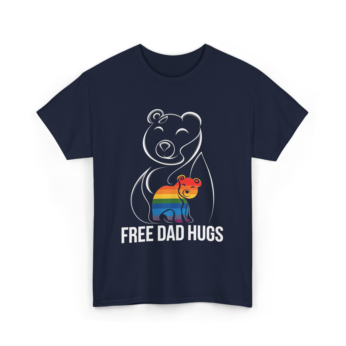 Free Dad Hugs Bear LGBT T-Shirt - Navy