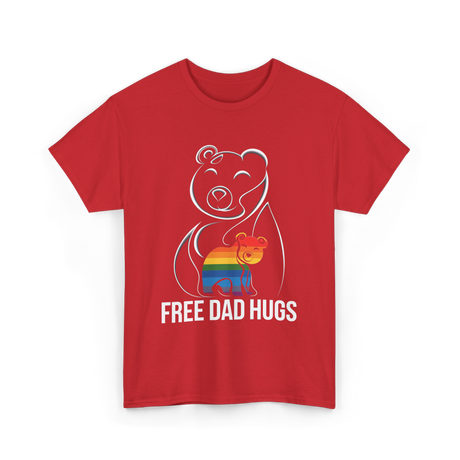 Free Dad Hugs Bear LGBT T-Shirt - Red