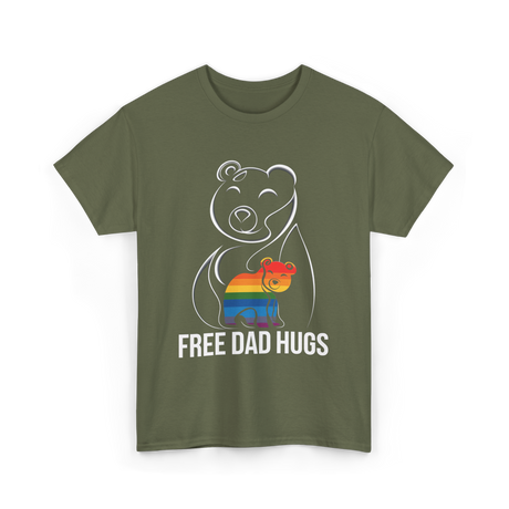 Free Dad Hugs Bear LGBT T-Shirt - Military Green