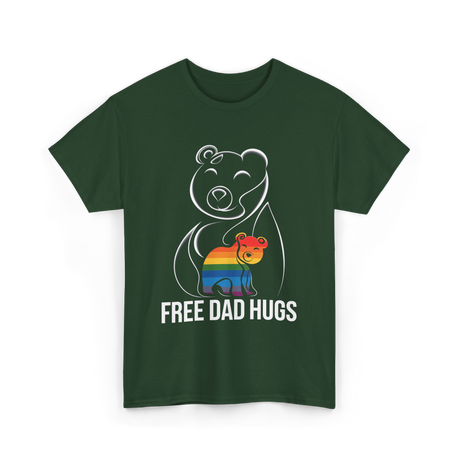 Free Dad Hugs Bear LGBT T-Shirt - Forest Green