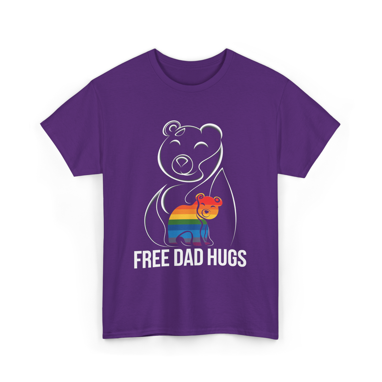 Free Dad Hugs Bear LGBT T-Shirt - Purple