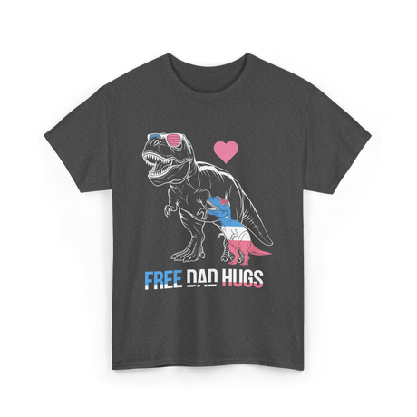 Free Dad Hugs Dinosaur Dad T-Shirt - Dark Heather