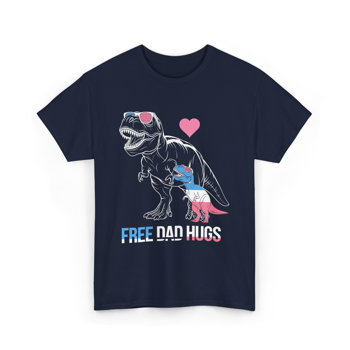 Free Dad Hugs Dinosaur Dad T-Shirt - Navy