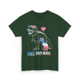 Free Dad Hugs Dinosaur Dad T-Shirt - Forest Green