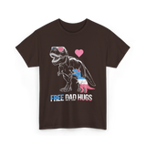 Free Dad Hugs Dinosaur Dad T-Shirt - Dark Chocolate