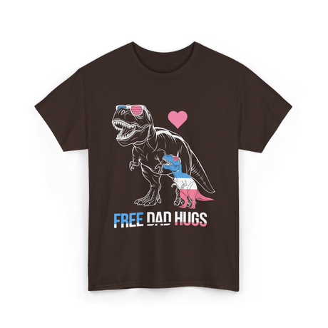 Free Dad Hugs Dinosaur Dad T-Shirt - Dark Chocolate