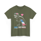 Free Dad Hugs Dinosaur Dad T-Shirt - Military Green