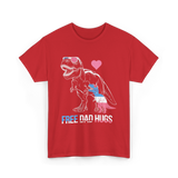 Free Dad Hugs Dinosaur Dad T-Shirt - Red