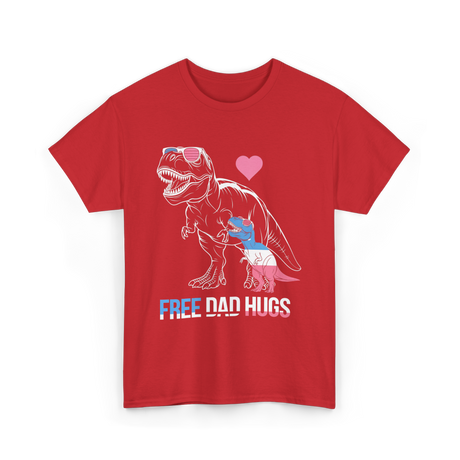 Free Dad Hugs Dinosaur Dad T-Shirt - Red