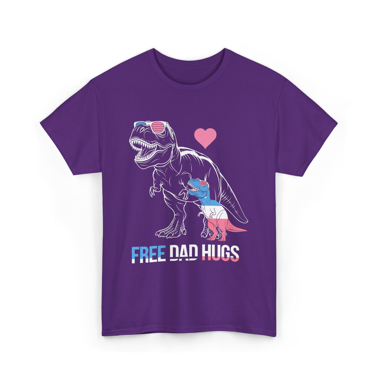 Free Dad Hugs Dinosaur Dad T-Shirt - Purple