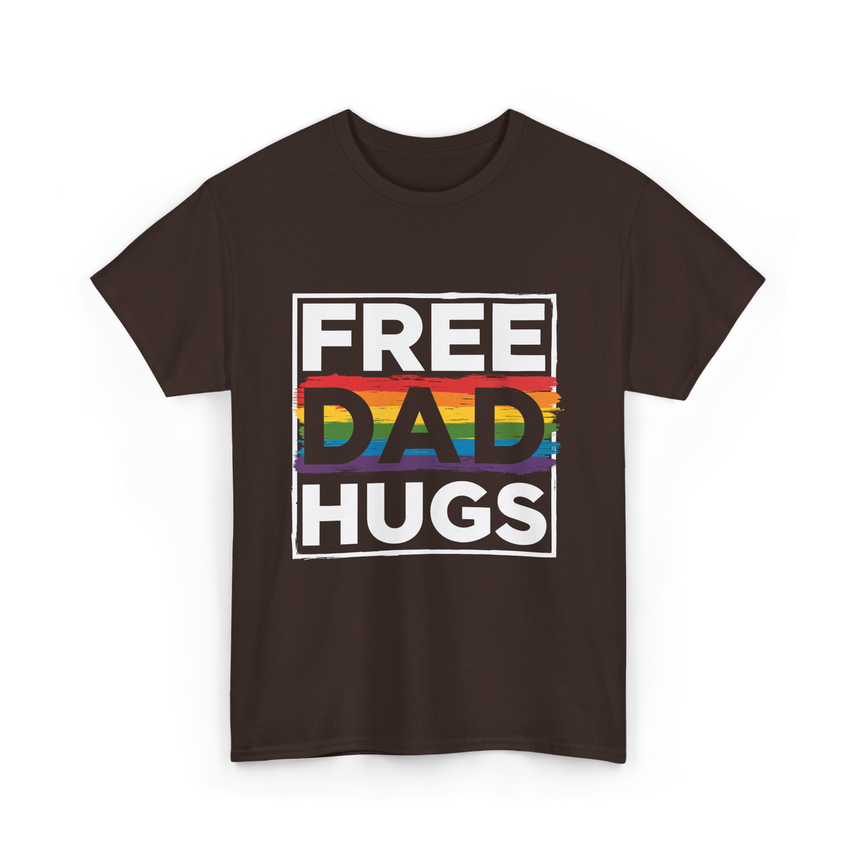 Free Dad Hugs LGBT Pride T-Shirt - Dark Chocolate