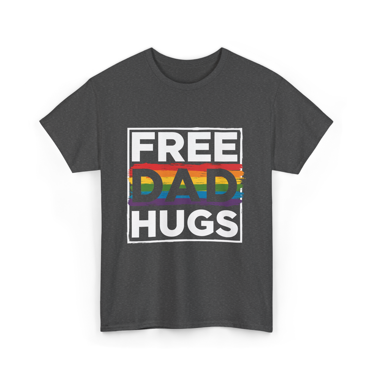 Free Dad Hugs LGBT Pride T-Shirt - Dark Heather