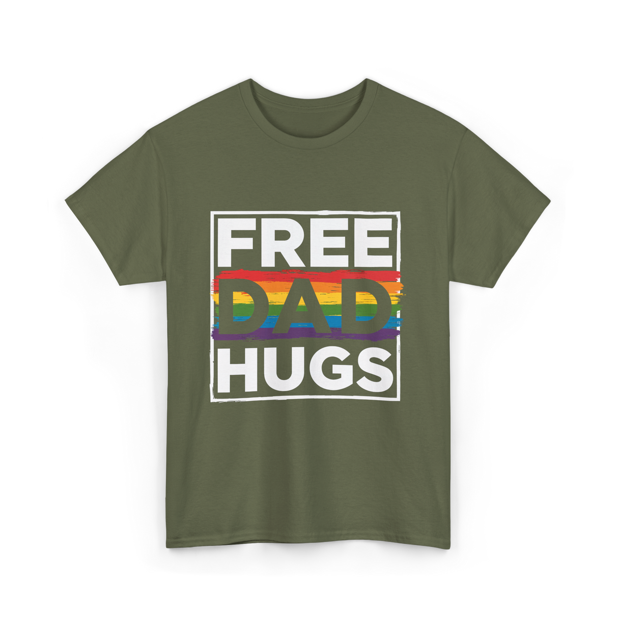 Free Dad Hugs LGBT Pride T-Shirt - Military Green