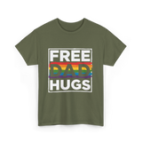 Free Dad Hugs LGBT Pride T-Shirt - Military Green