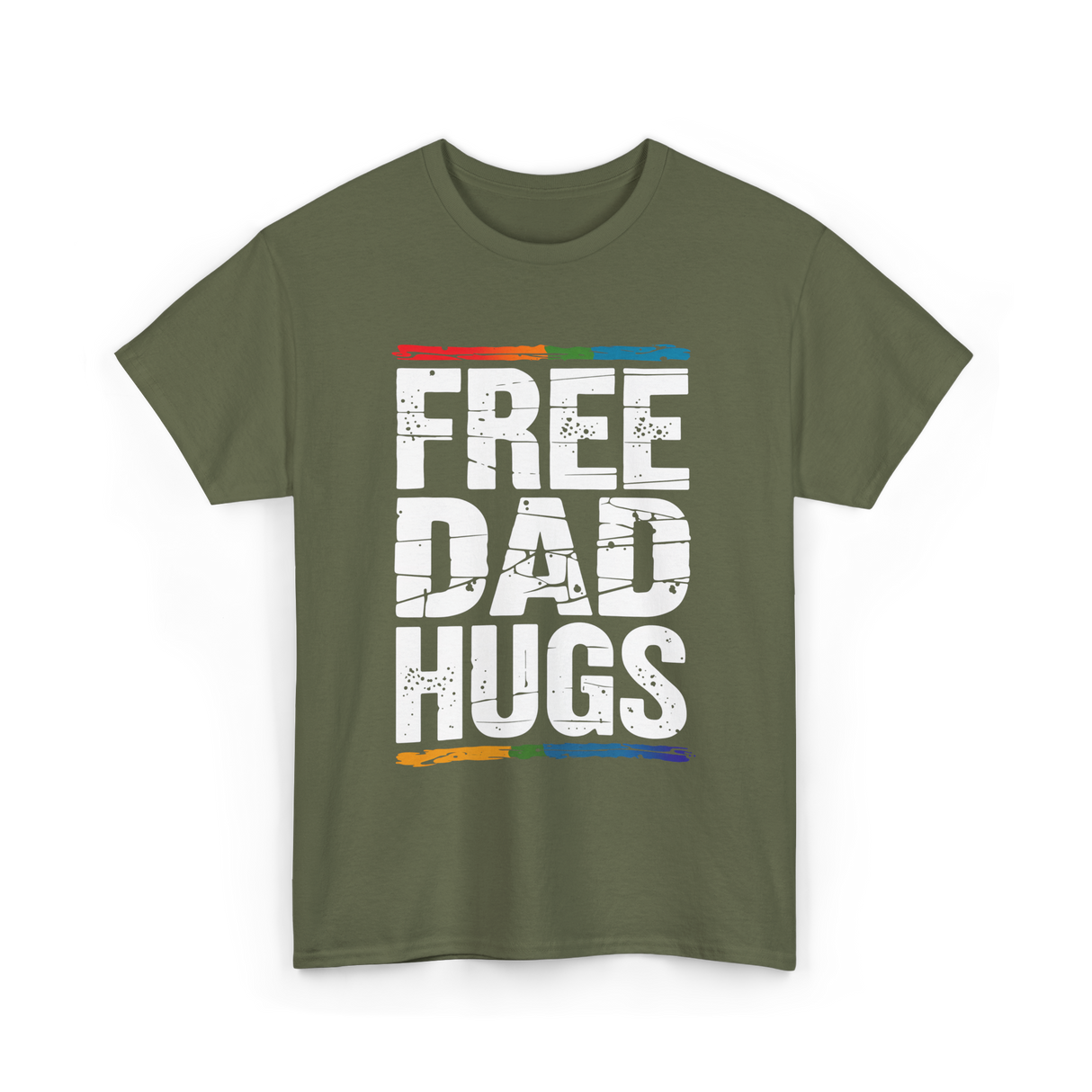 Free Dad Hugs LGBT Support T-Shirt - Military Green