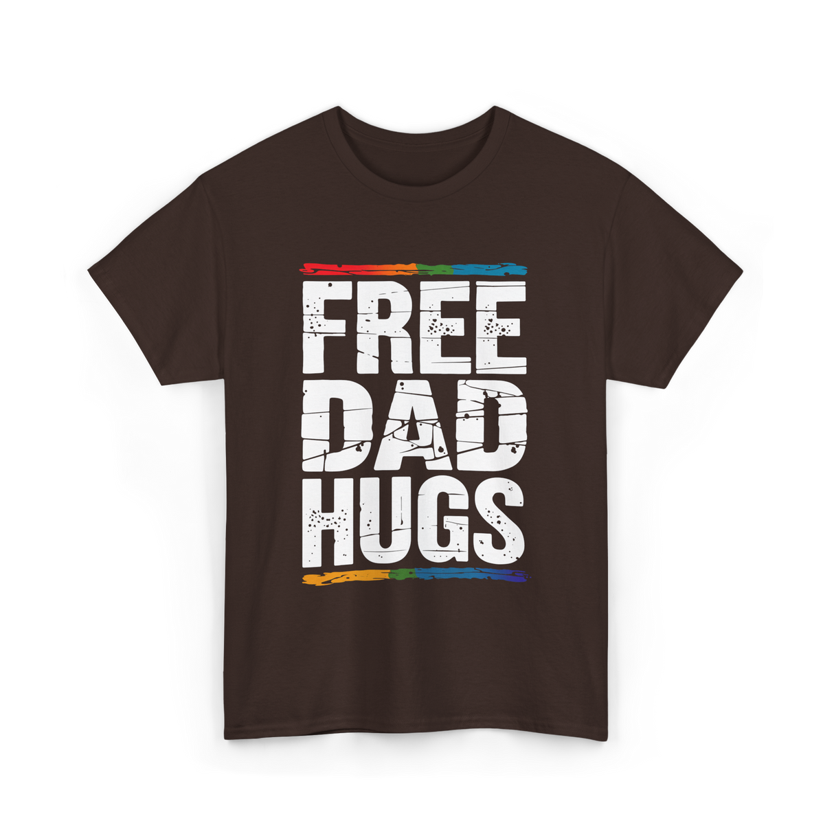 Free Dad Hugs LGBT Support T-Shirt - Dark Chocolate