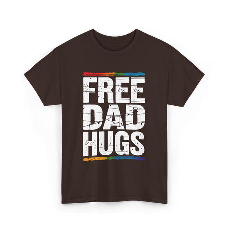 Free Dad Hugs LGBT Support T-Shirt - Dark Chocolate