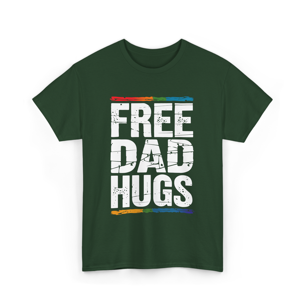 Free Dad Hugs LGBT Support T-Shirt - Forest Green