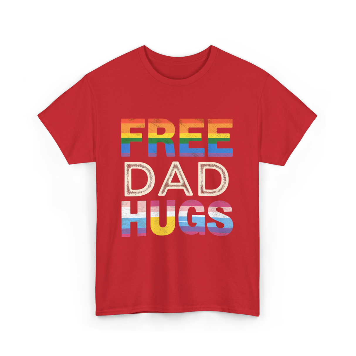 Free Dad Hugs LGBTQ Ally T-Shirt - Red