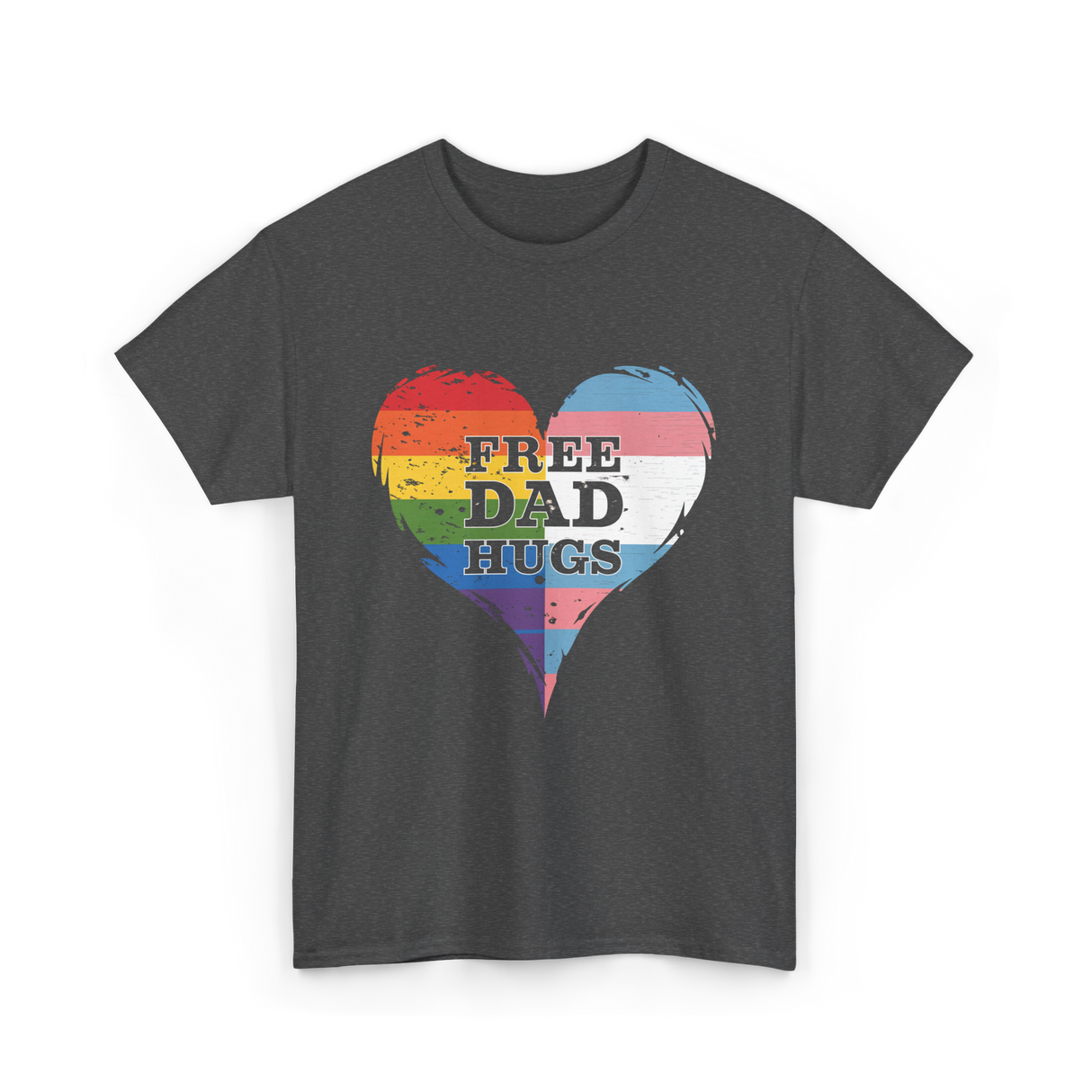 Free Dad Hugs LGBTQ Love T-Shirt - Dark Heather