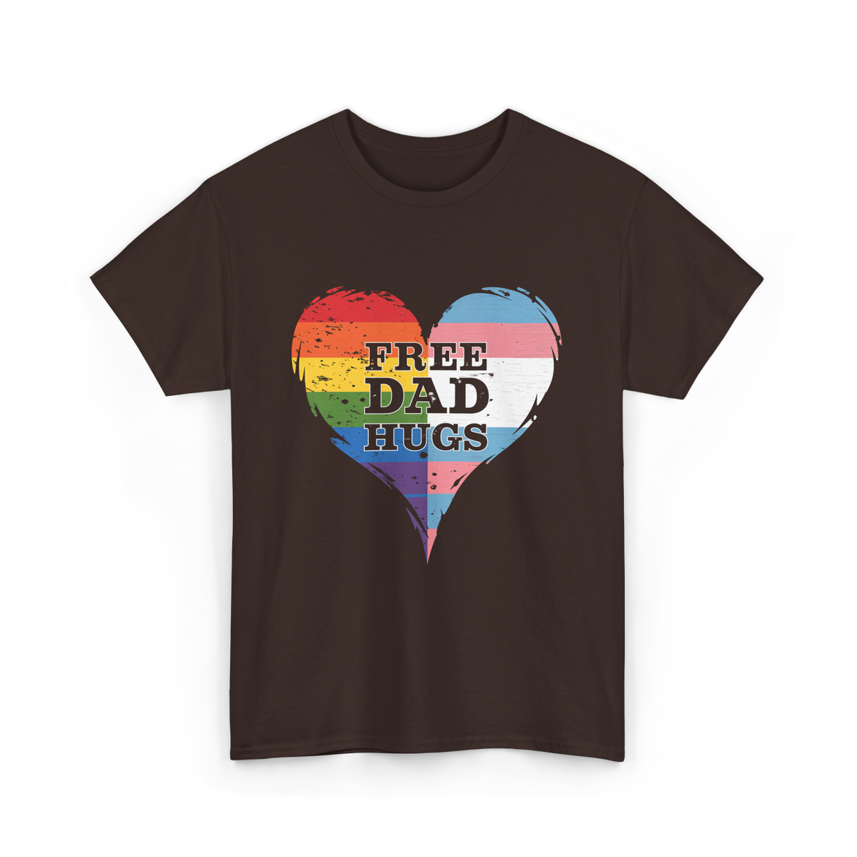 Free Dad Hugs LGBTQ Love T-Shirt - Dark Chocolate