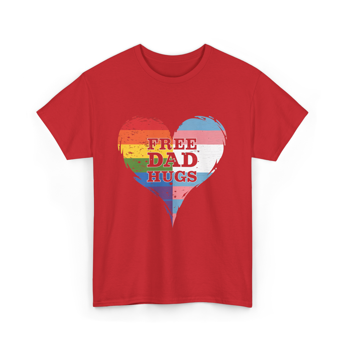 Free Dad Hugs LGBTQ Love T-Shirt - Red