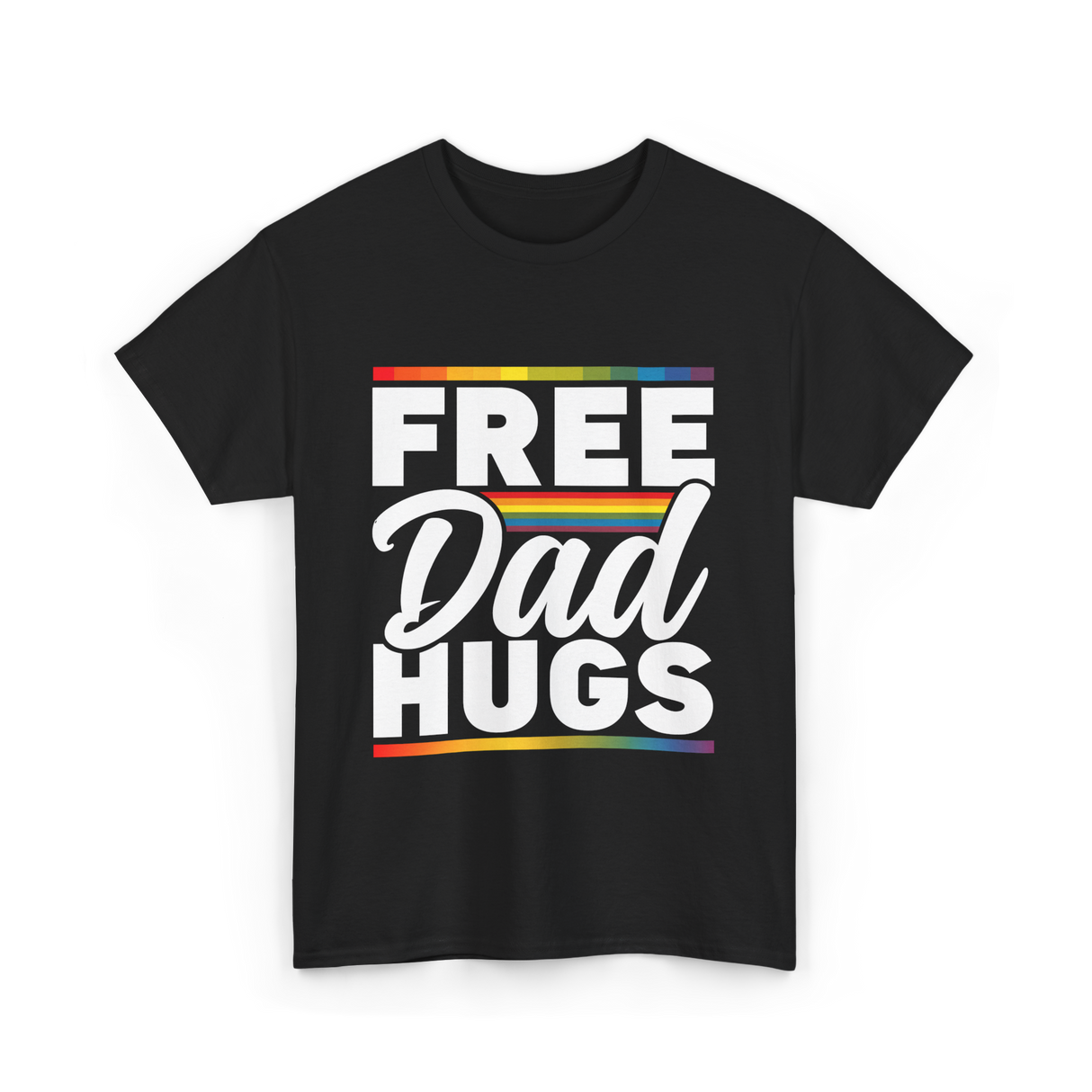 Free Dad Hugs LGBTQ Pride T-Shirt - Black