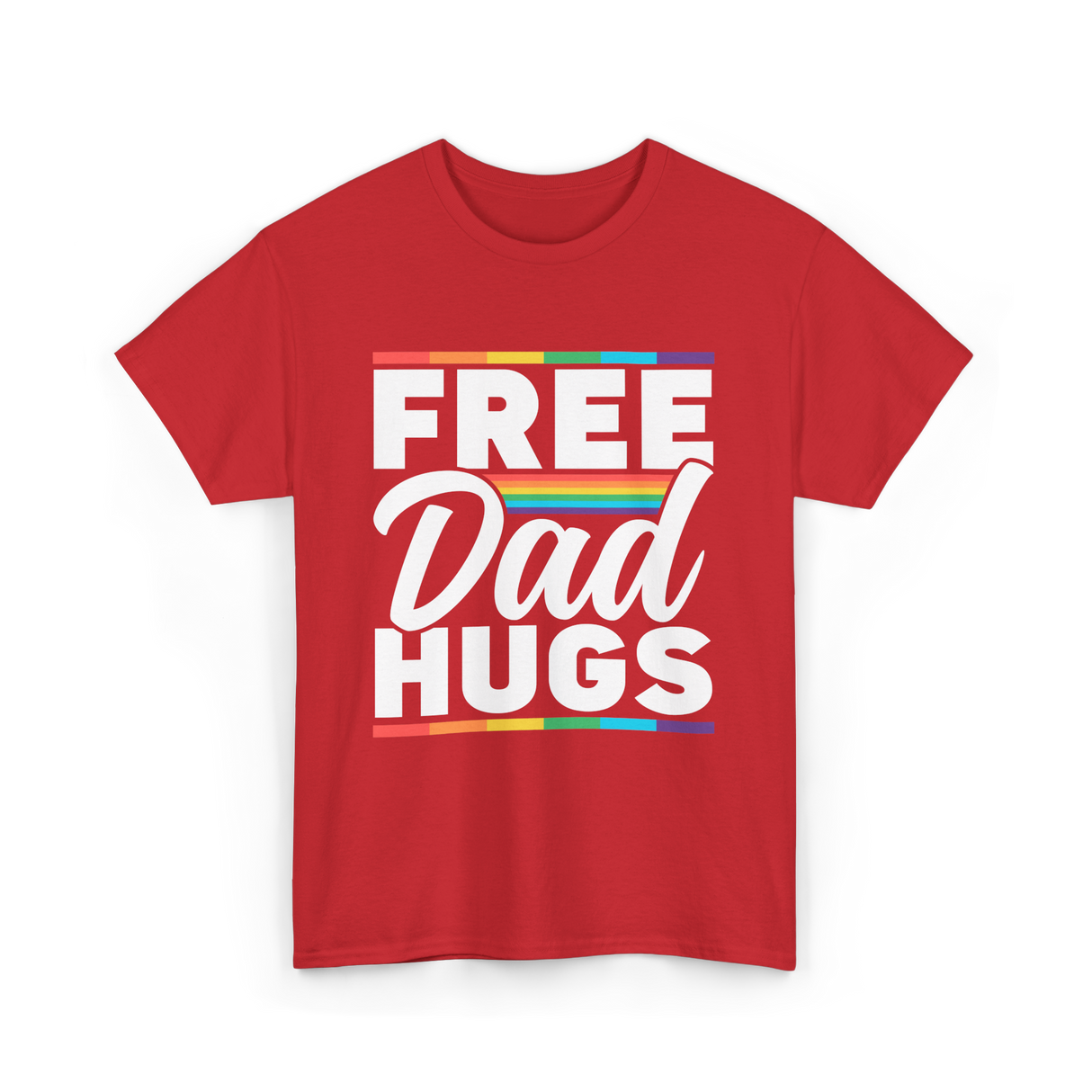 Free Dad Hugs LGBTQ Pride T-Shirt - Red