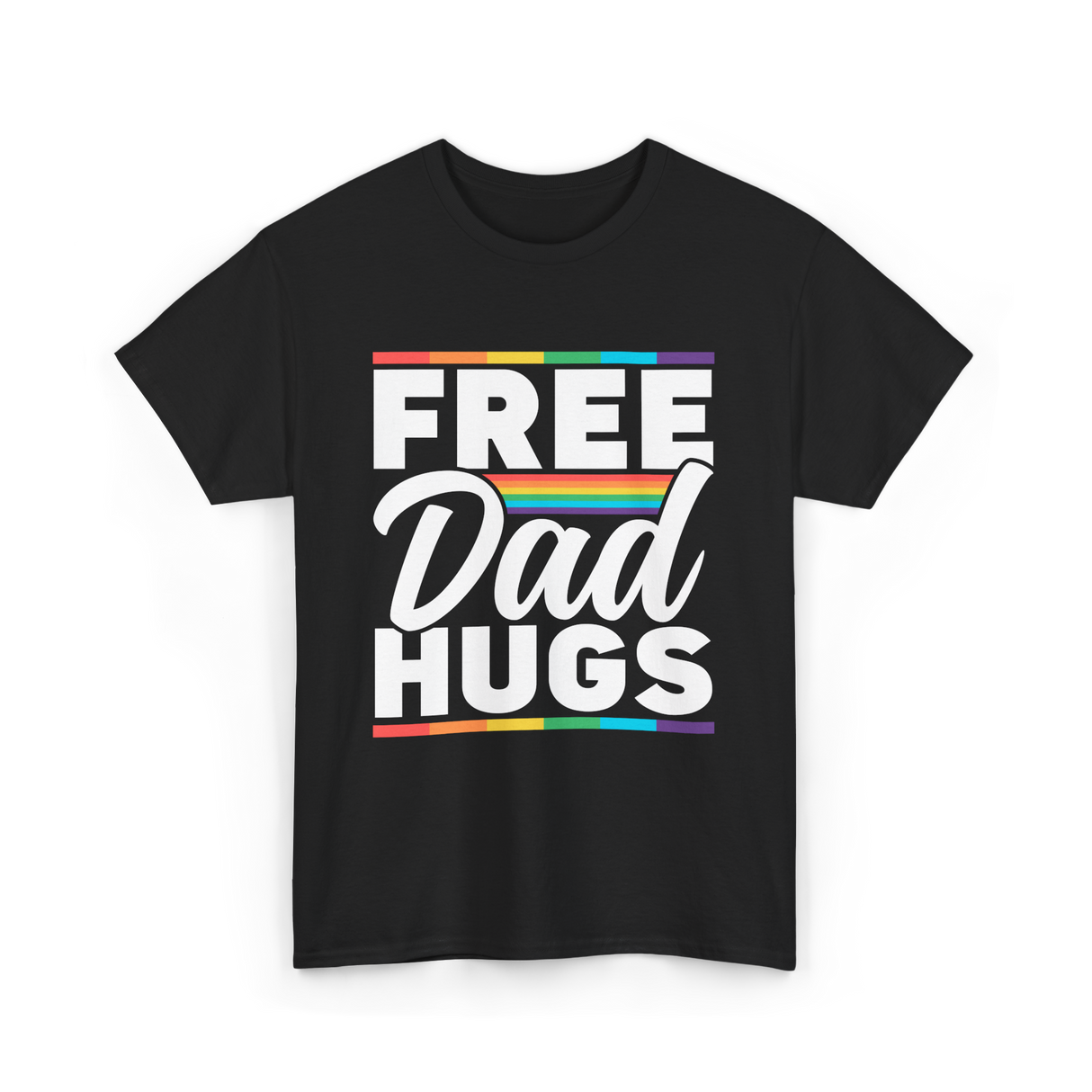 Free Dad Hugs LGBTQ Pride T-Shirt - Black