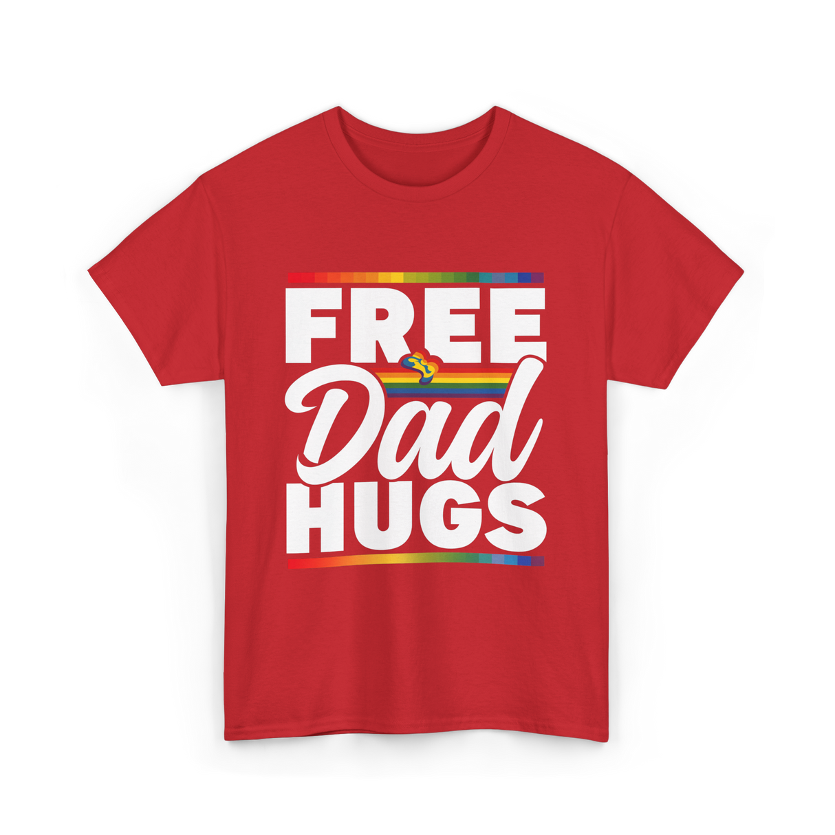 Free Dad Hugs LGBTQ Pride T-Shirt - Red