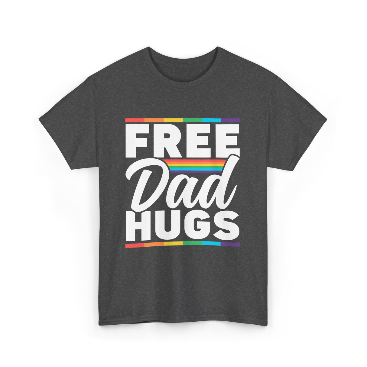 Free Dad Hugs LGBTQ Pride T-Shirt - Dark Heather