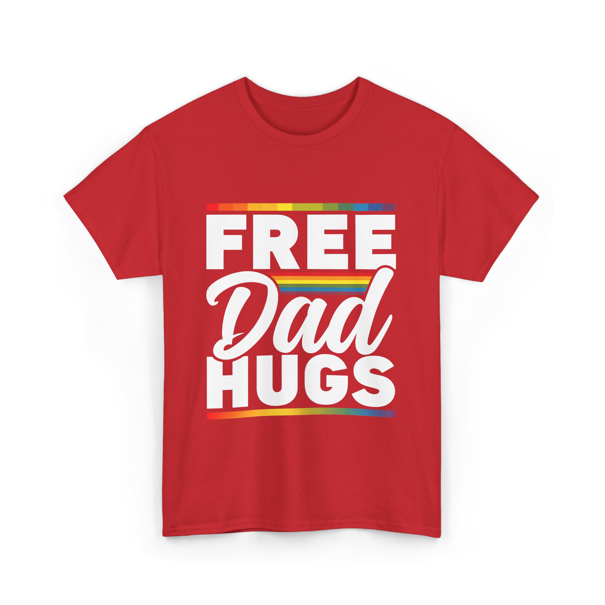 Free Dad Hugs LGBTQ Pride T-Shirt - Red