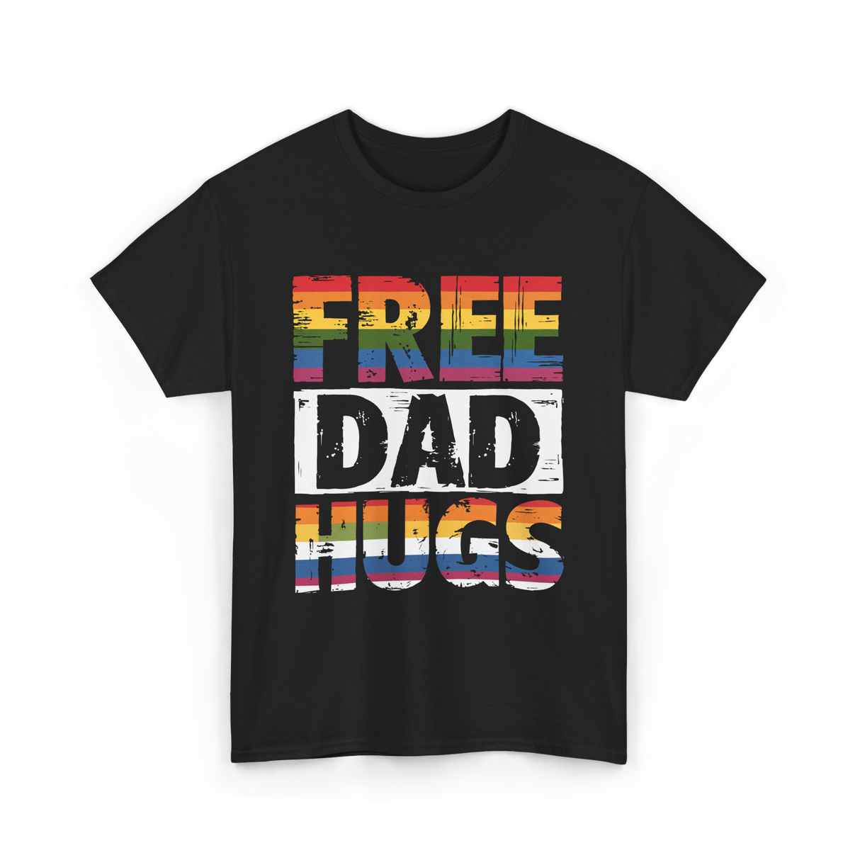 Free Dad Hugs Pride Ally T-Shirt - Black