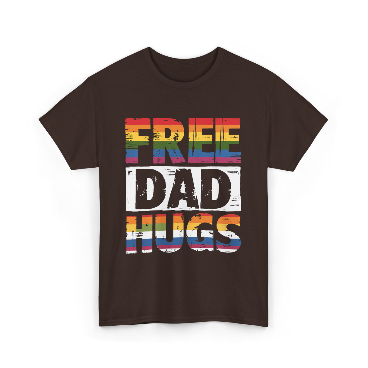 Free Dad Hugs Pride Ally T-Shirt - Dark Chocolate