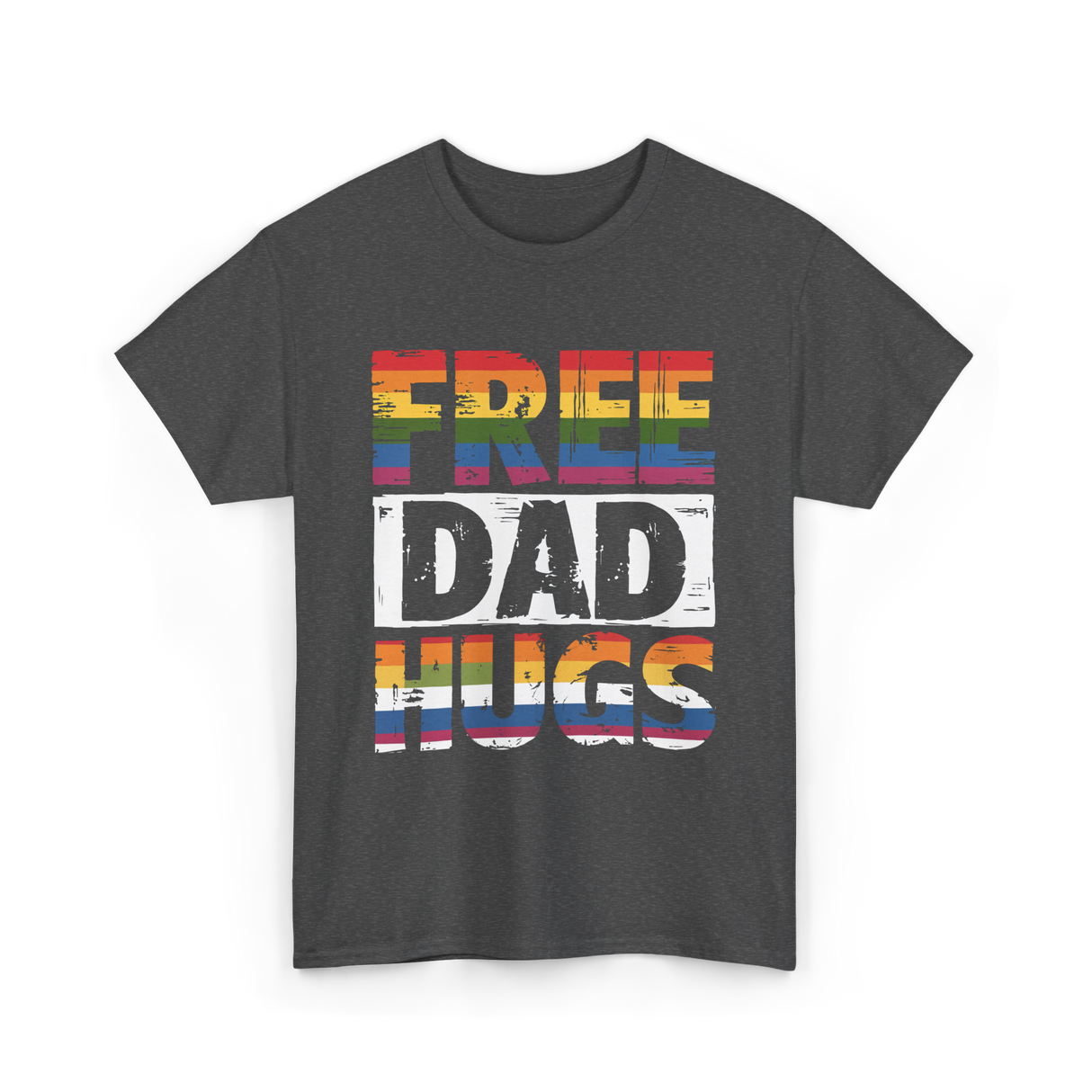 Free Dad Hugs Pride Ally T-Shirt - Dark Heather