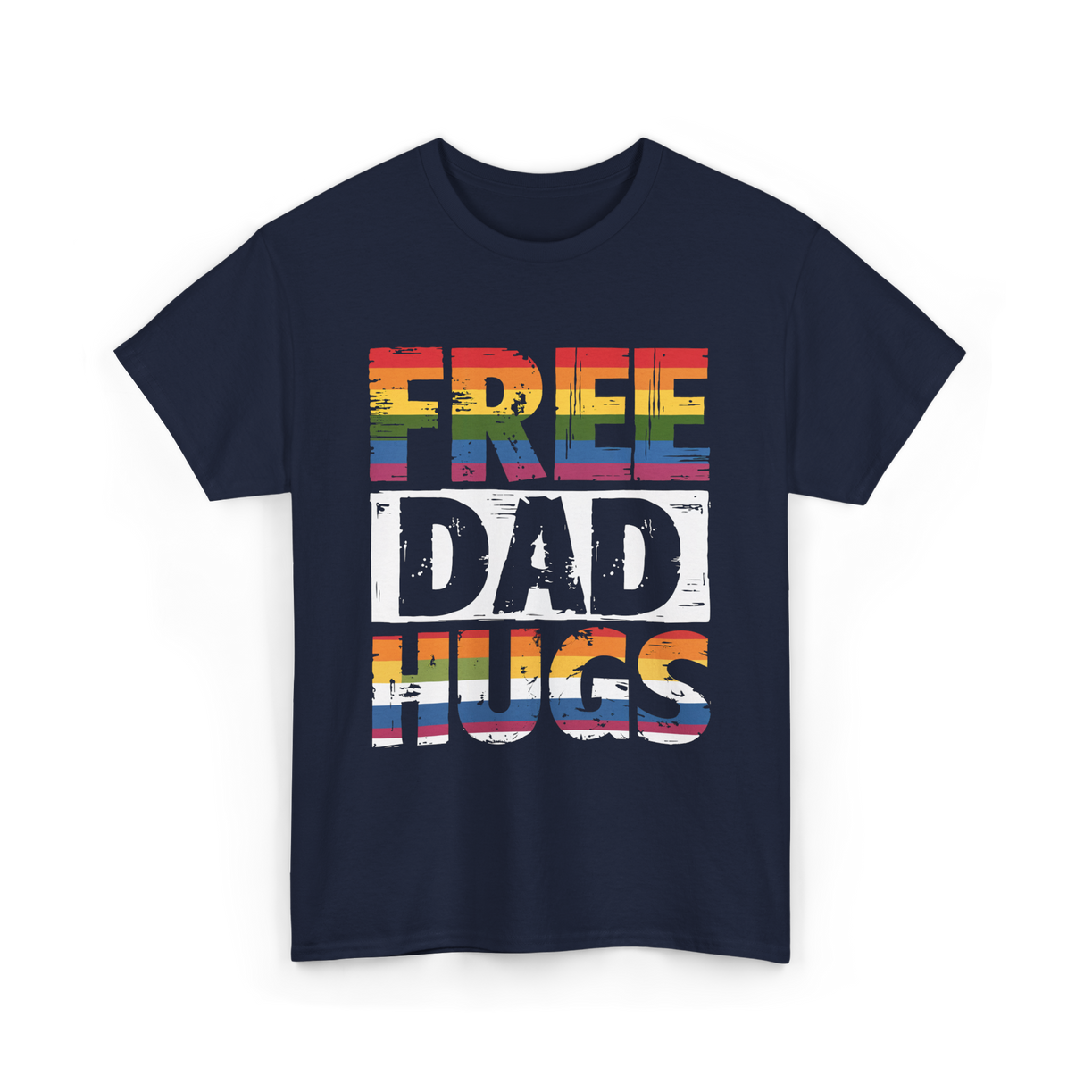 Free Dad Hugs Pride Ally T-Shirt - Navy