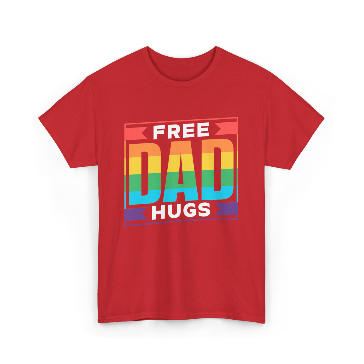 Free Dad Hugs Pride LGBTQ T-Shirt - Red