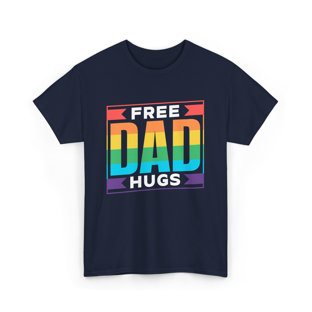 Free Dad Hugs Pride LGBTQ T-Shirt - Navy