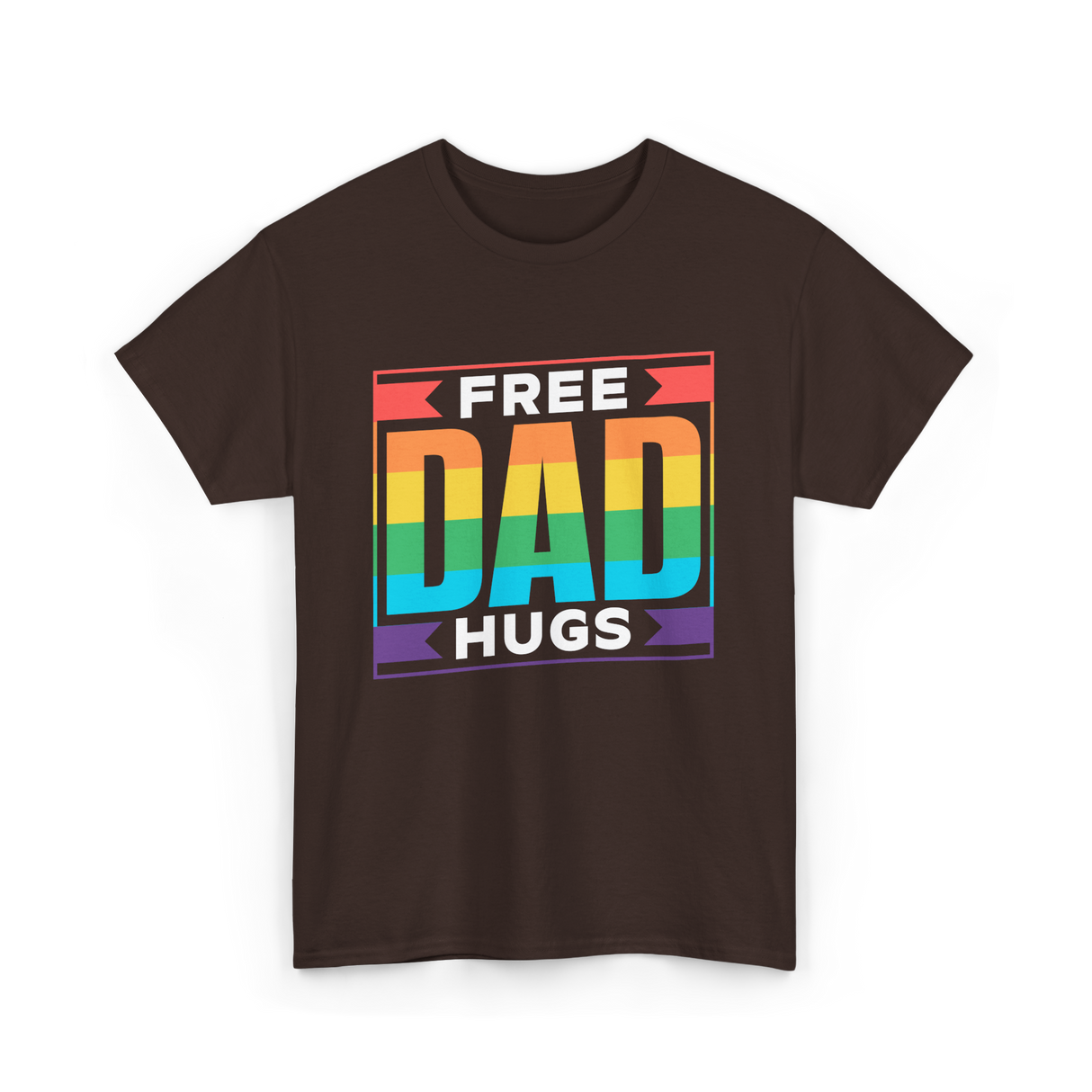 Free Dad Hugs Pride LGBTQ T-Shirt - Dark Chocolate