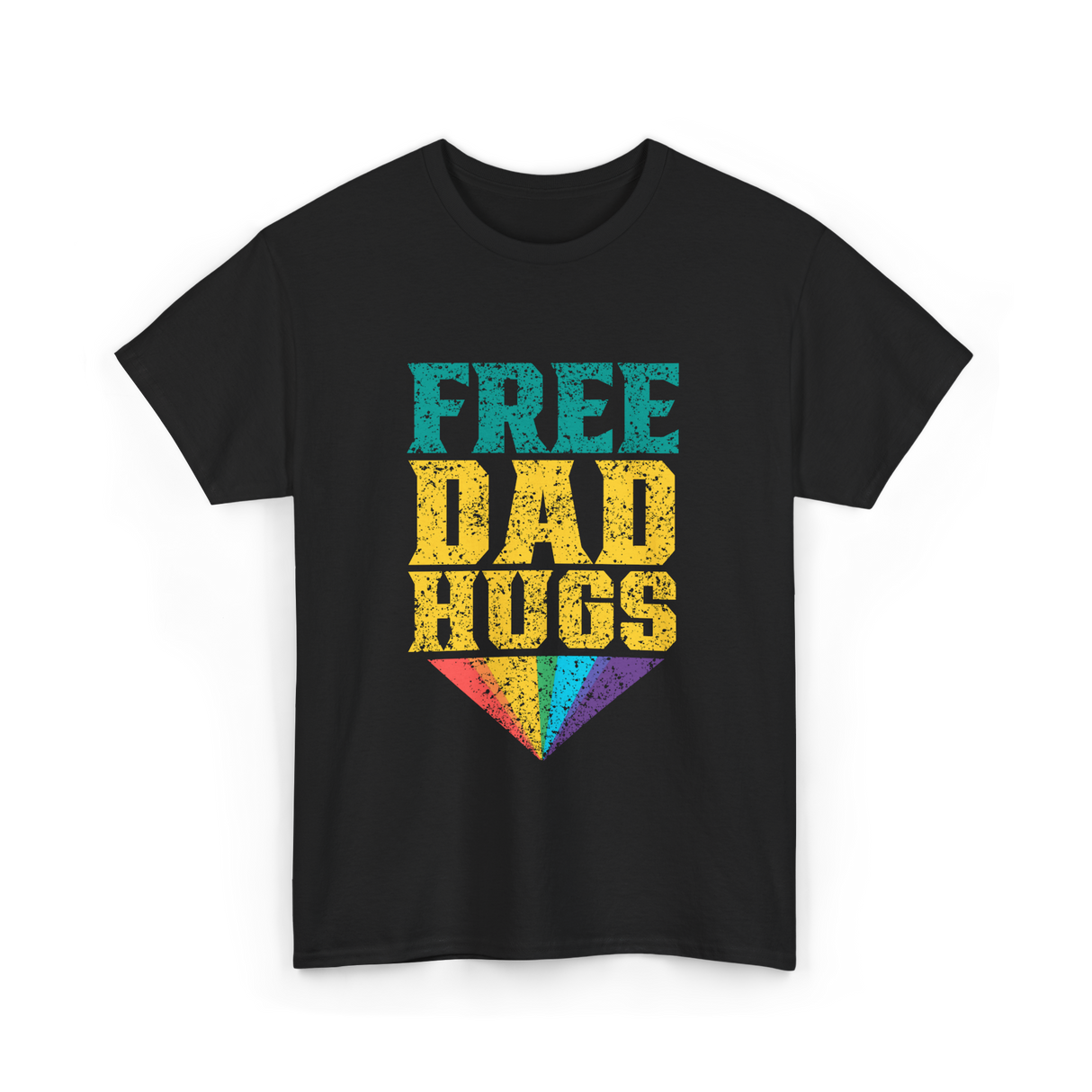 Free Dad Hugs Pride Rainbow T-Shirt - Black