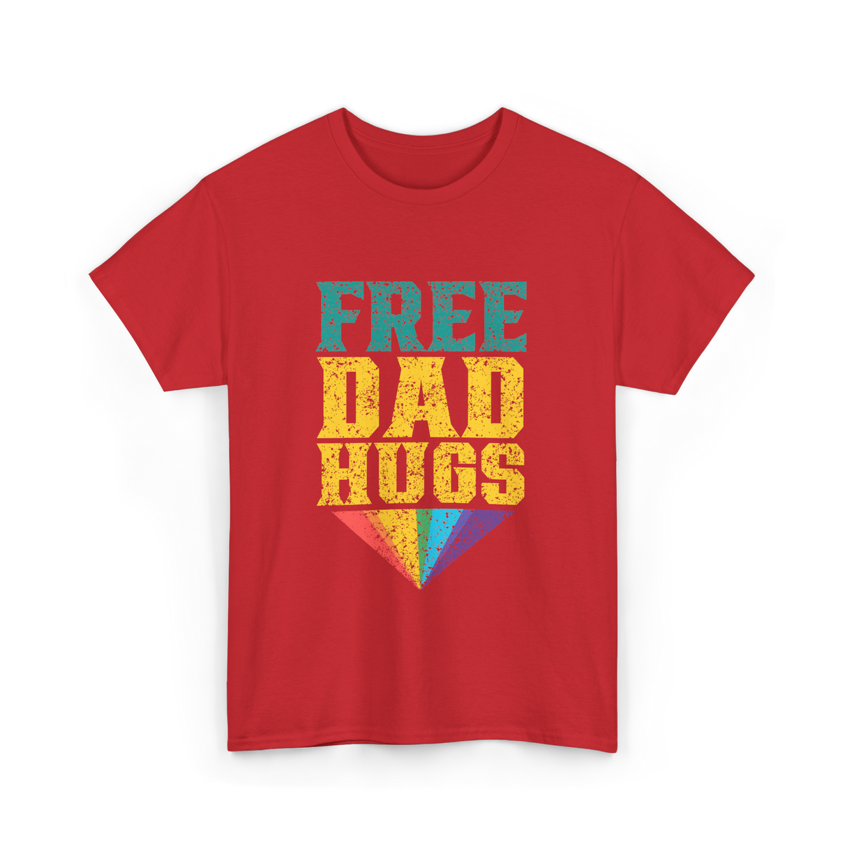 Free Dad Hugs Pride Rainbow T-Shirt - Red