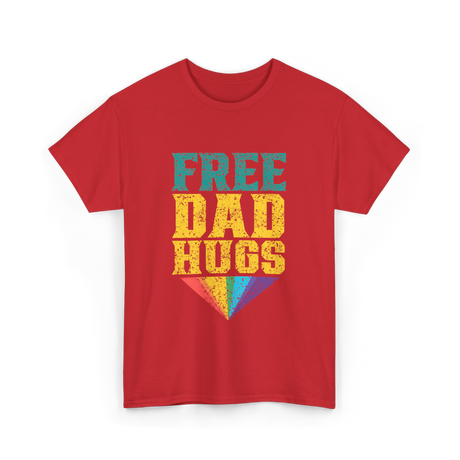 Free Dad Hugs Pride Rainbow T-Shirt - Red