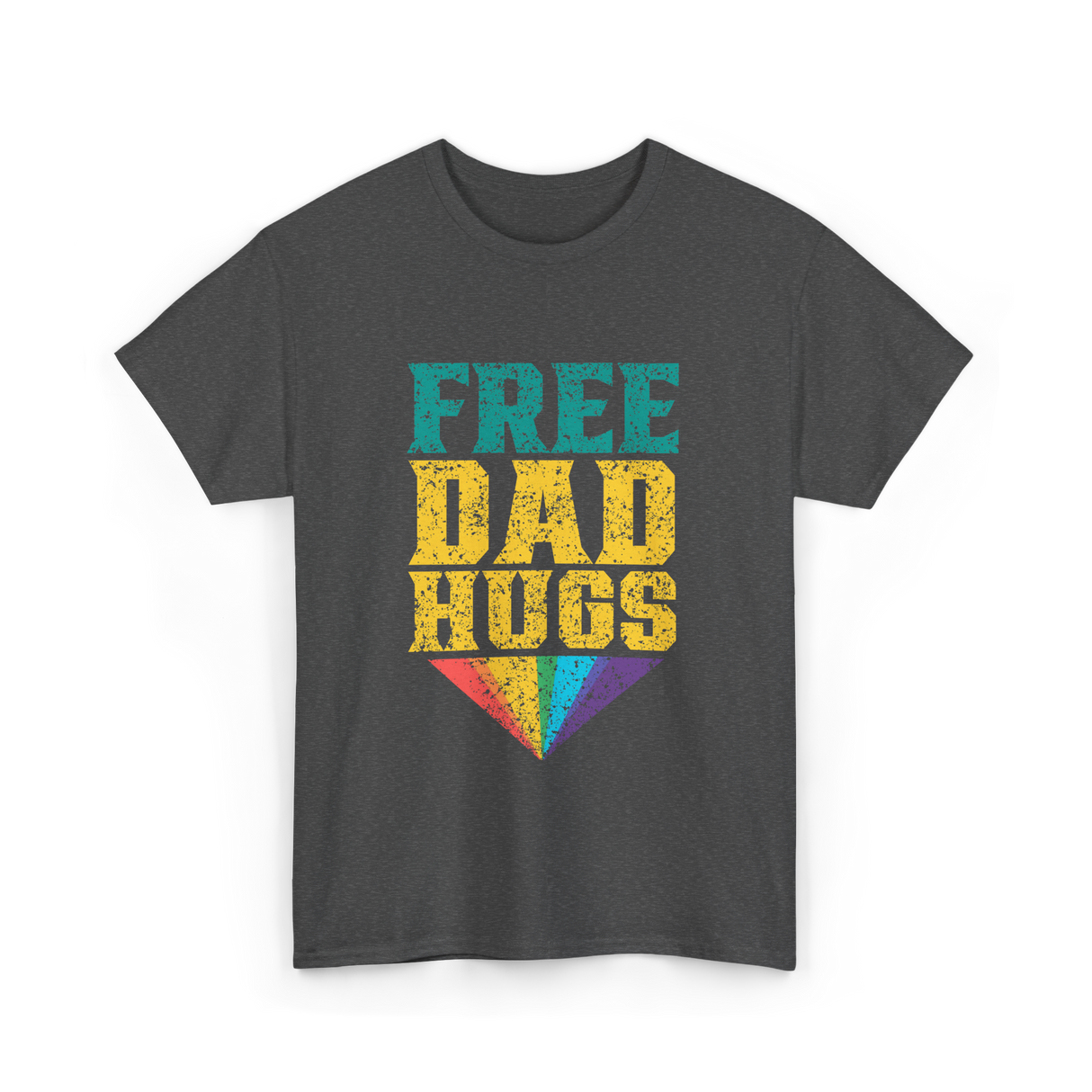 Free Dad Hugs Pride Rainbow T-Shirt - Dark Heather