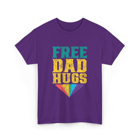 Free Dad Hugs Pride Rainbow T-Shirt - Purple