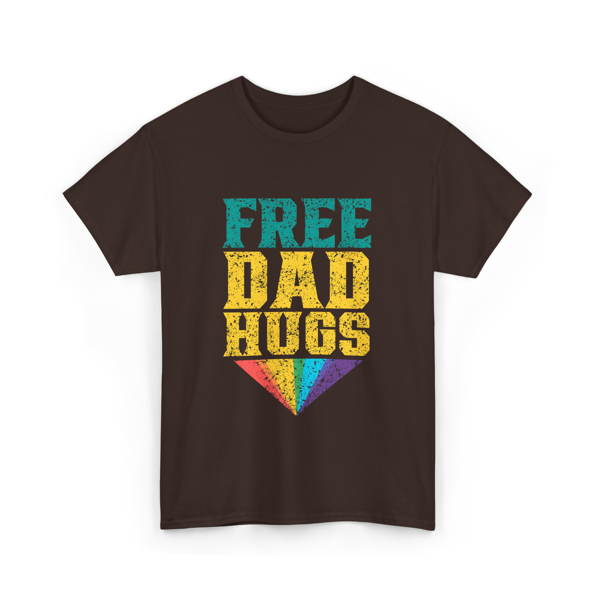 Free Dad Hugs Pride Rainbow T-Shirt - Dark Chocolate