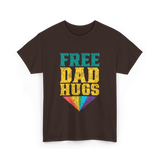 Free Dad Hugs Pride Rainbow T-Shirt - Dark Chocolate