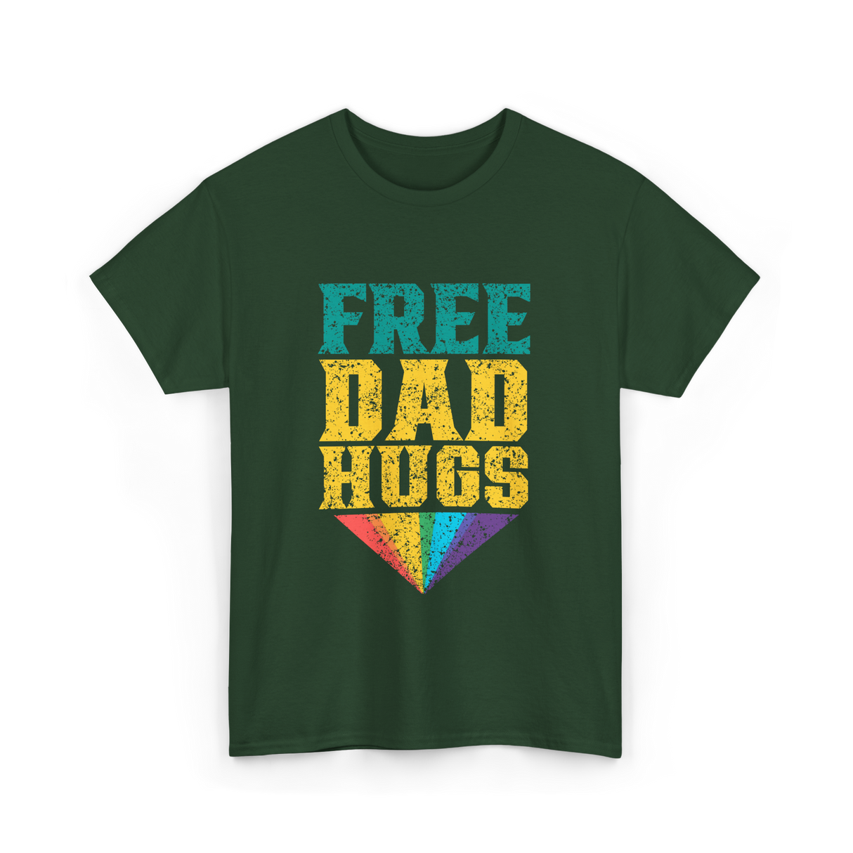 Free Dad Hugs Pride Rainbow T-Shirt - Forest Green