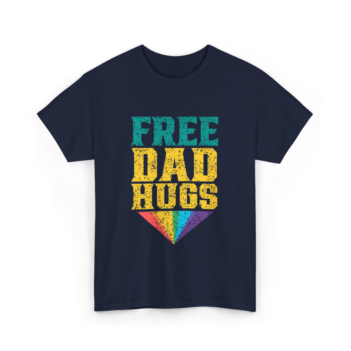 Free Dad Hugs Pride Rainbow T-Shirt - Navy